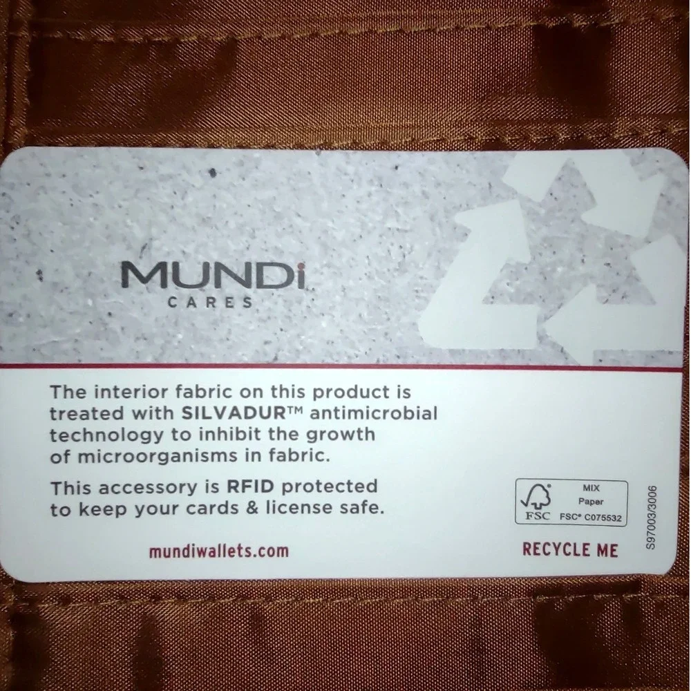 Mundi Woven Checkbook Wallet Brown Faux Leather RFID Protected Wristlet‎